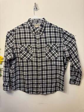 Duluth Trading Co Free Swingin' Wicking Flannel Shirt Men's 3XL Black/White Plai